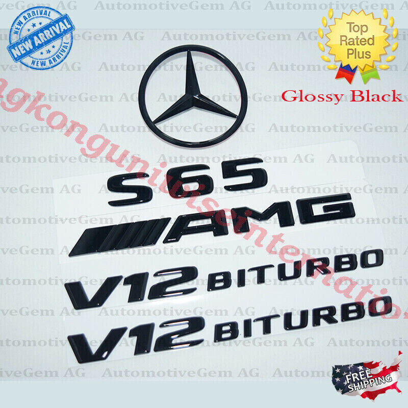 S65 SEDAN AMG V12 BITURBO Rear Star Emblem Black Badge Logo Combo Mercedes W221