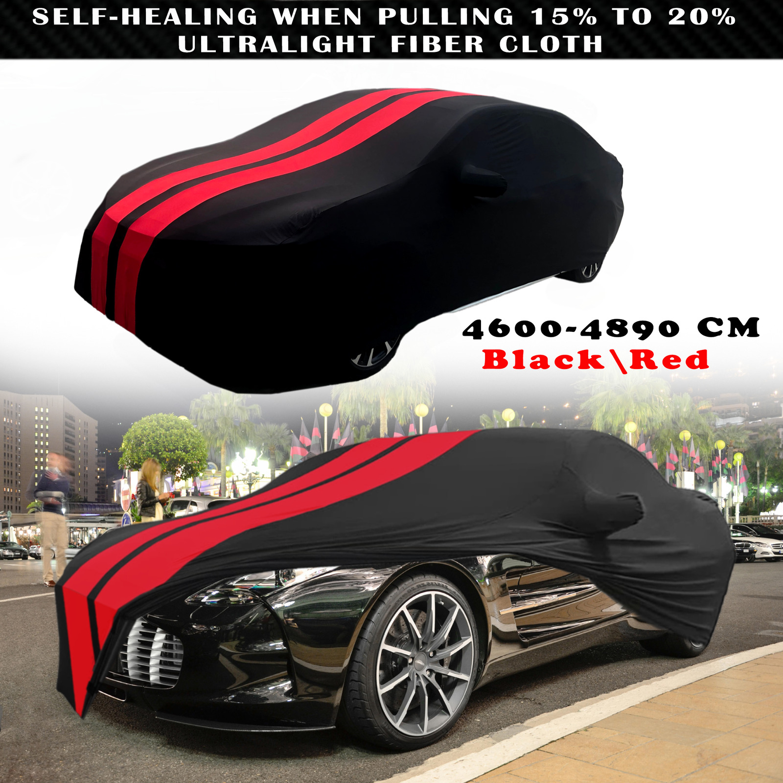 Red/Black Indoor Car Cover Stain Stretch Dustproof For Aston Martin One-77