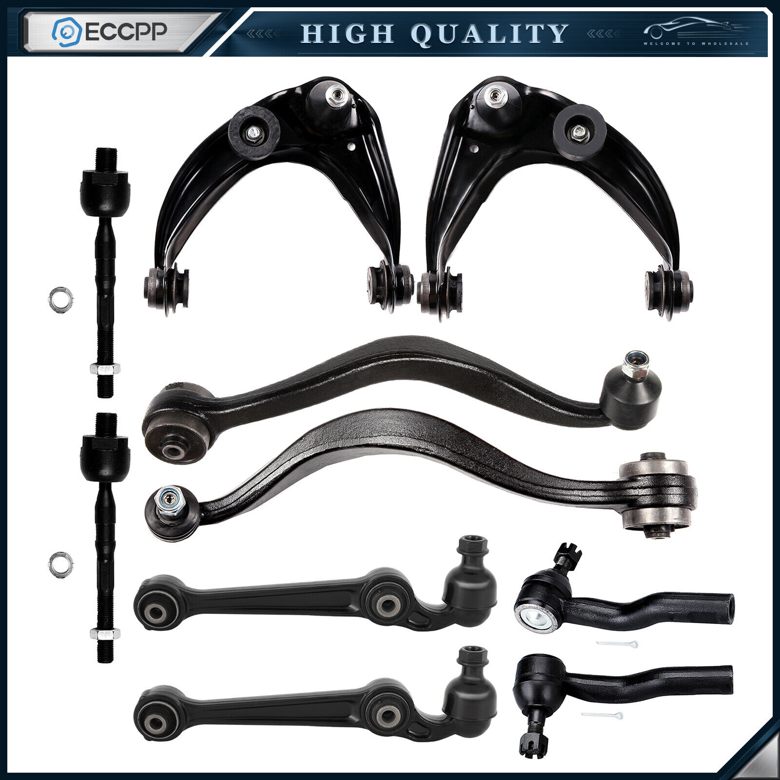 Front Upper & Lower Control Arms Tie Rods For 2007-2012 FORD FUSION LINCOLN MK