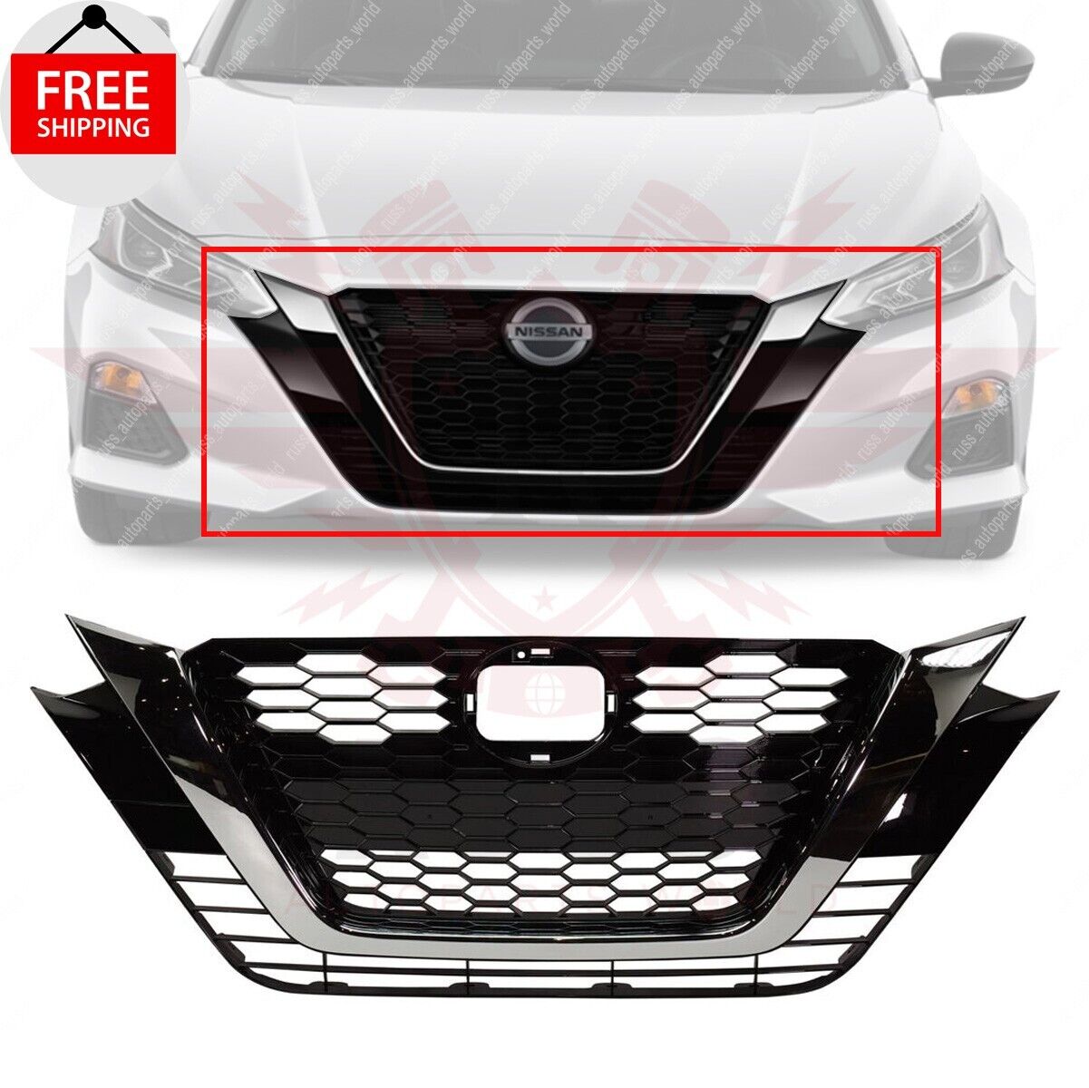 New Front Grille Assembly Black Fits 2019 2020 2021 2022 Nissan Altima NI1200292