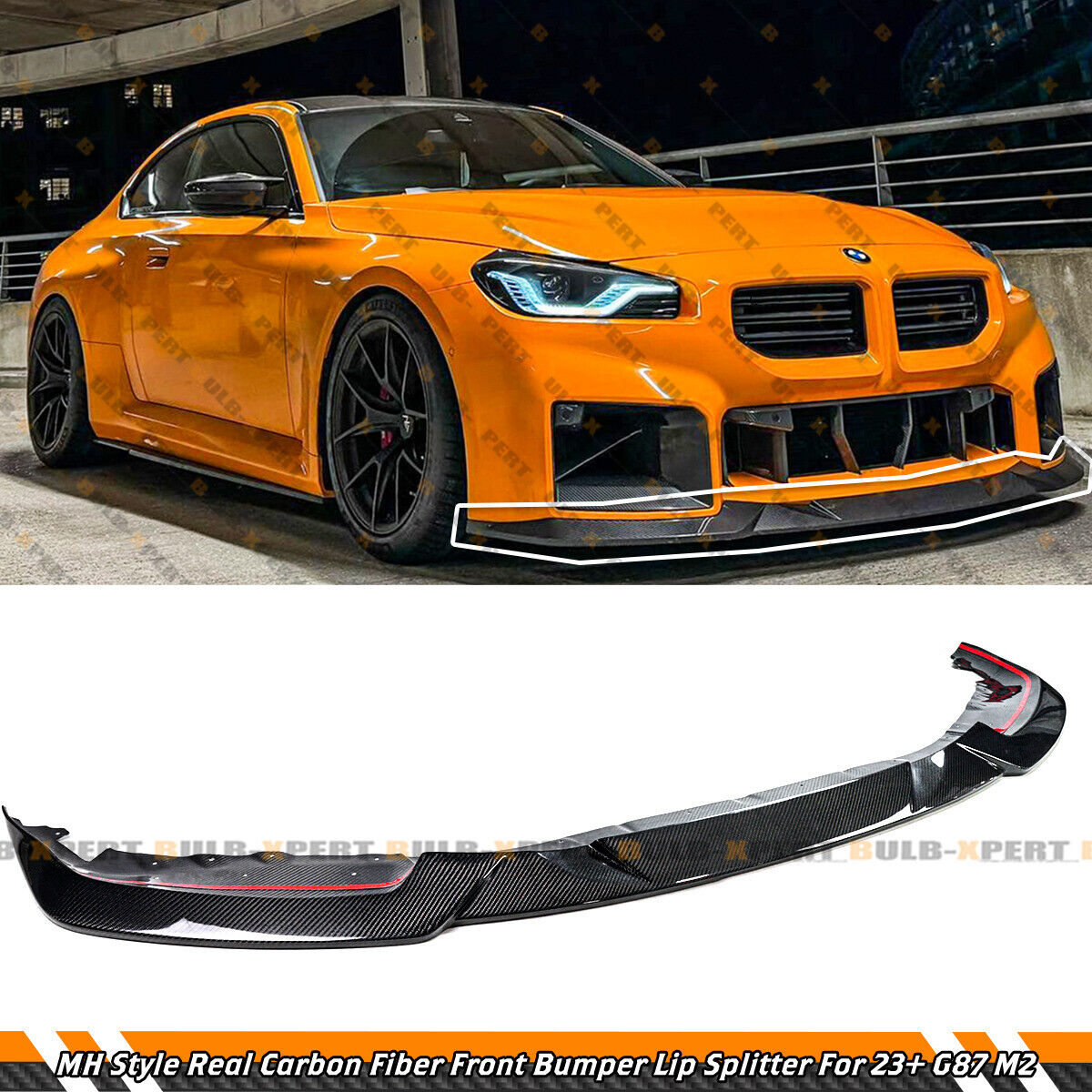 For 23-24 BMW G87 M2 Coupe Real Carbon Fiber MH Style Front Bumper Splitter Lip