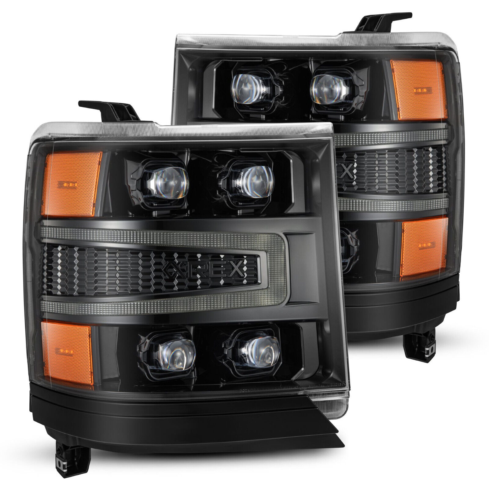 For 16-18 Chevrolet Silverado AlphaRex Nova Alpha Black LED Projector Headlights