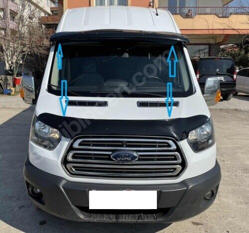 Front Sun Visor Protector + Hood Stone Deflector Fit For Ford Transit 2014-2022
