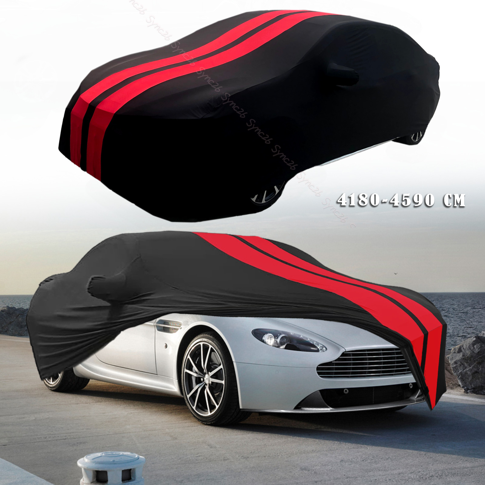 For Aston Martin V12 Red/Black Full Car Cover Satin Stretch Indoor Dust Proof A+