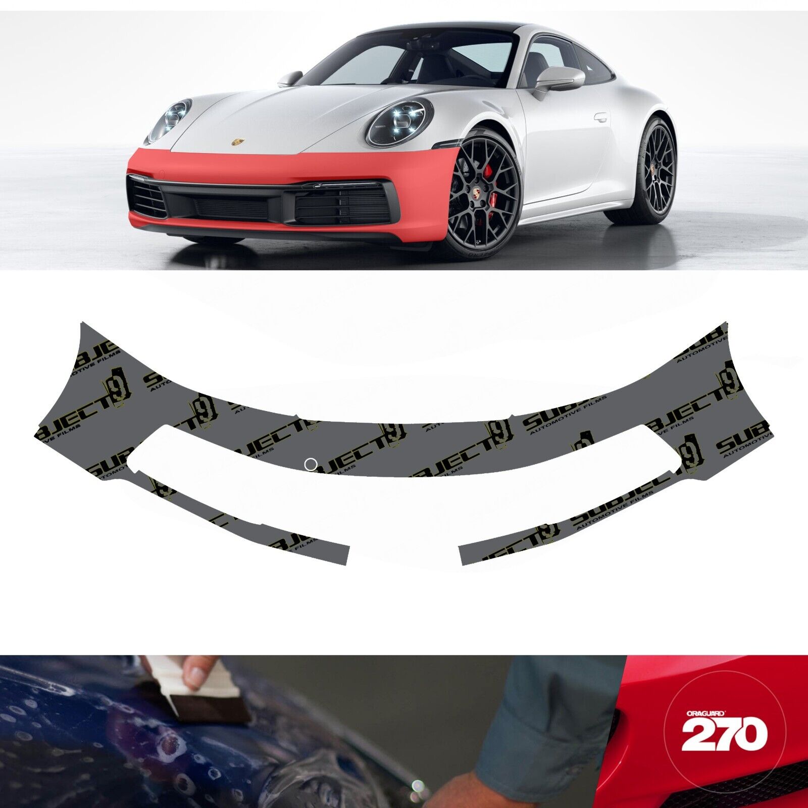 2020-2023 Porsche 911 Pre-Cut Front Bumper Paint Protection Clear Film PPF Bra