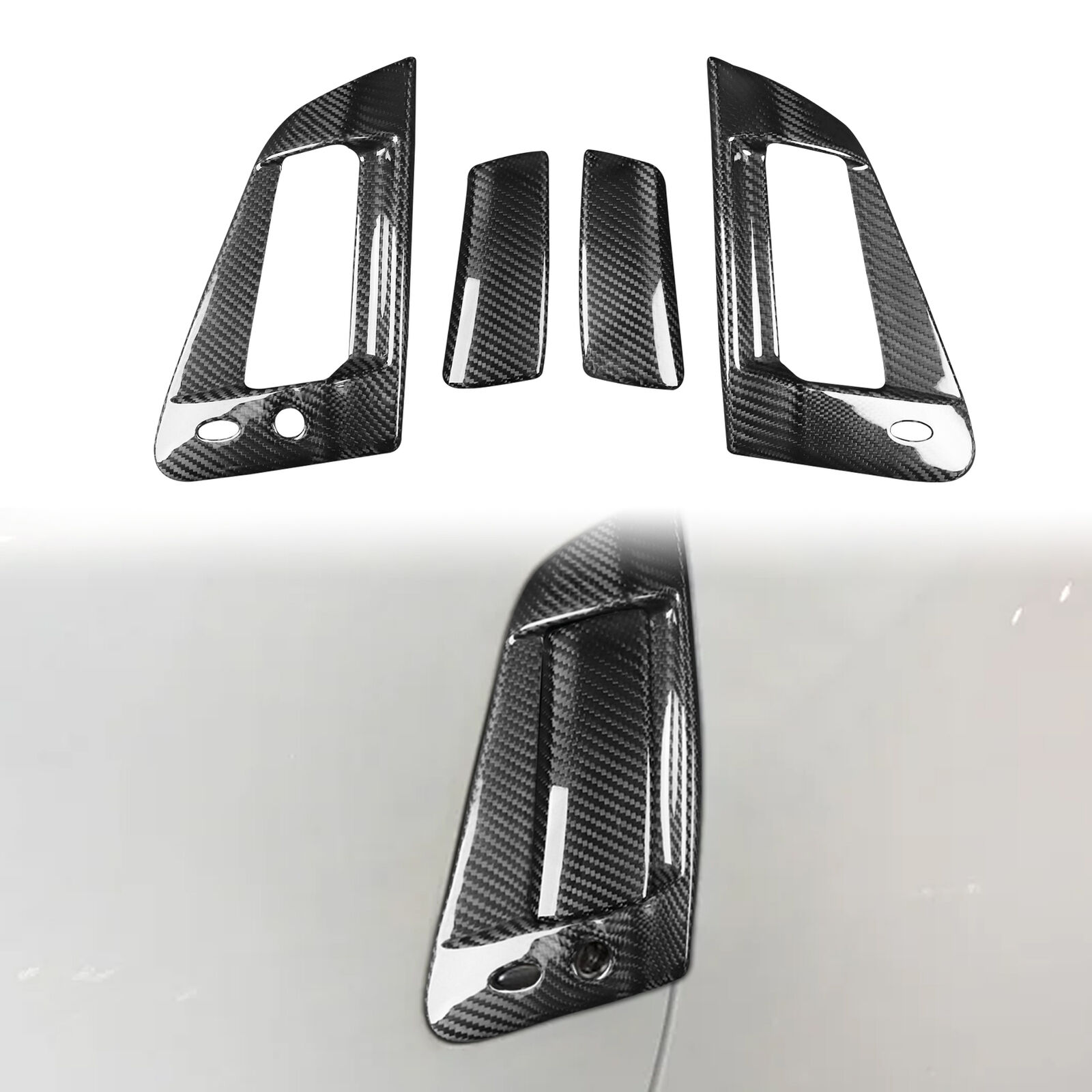 Dry Carbon Fiber Exterior Door Bowl Handle Trim Cover For Nissan 370Z 2009-20