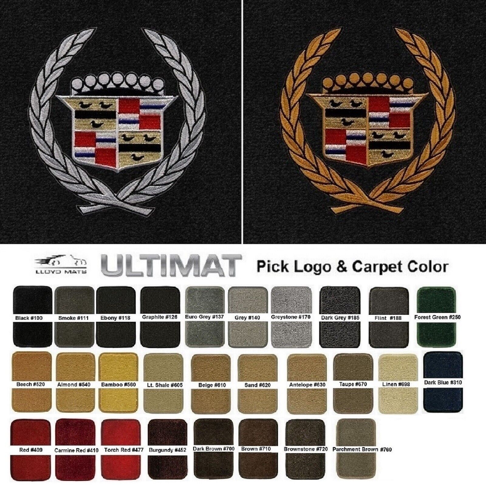 Lloyd Mats Ultimat Cadillac Crest Front Floor Mats (1941-2001)
