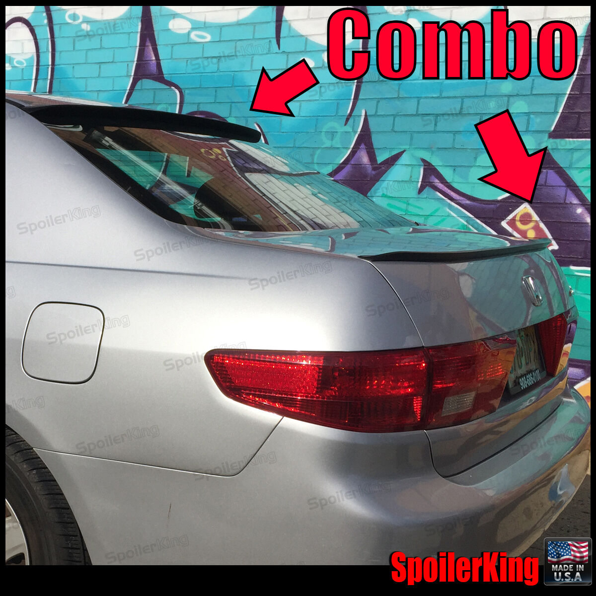 COMBO Spoilers (Fits: Accord 2003-05 4dr) Rear Roof Wing & Trunk Lip 284R/244L