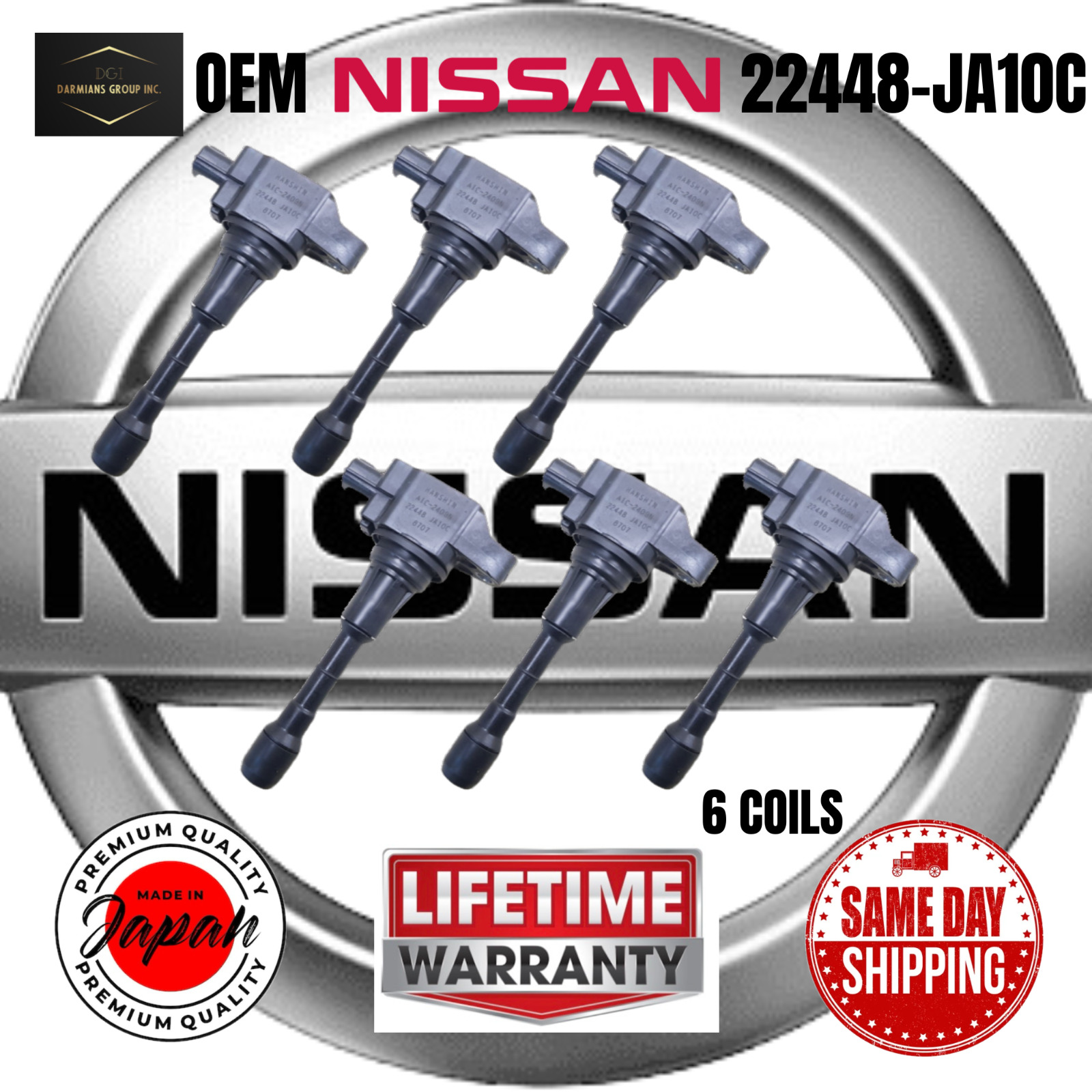 OEM NISSAN x6 Ignition Coils For 2007-2017 Nissan & Infiniti V6, 22448-JA10C