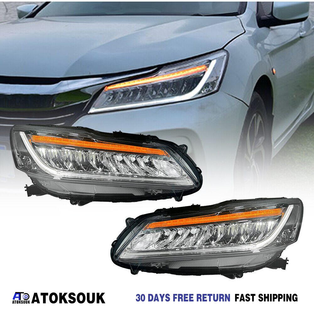 For Honda Accord 16-17 Headlight Assembly Sequential Turn Signal LED Front Lamps