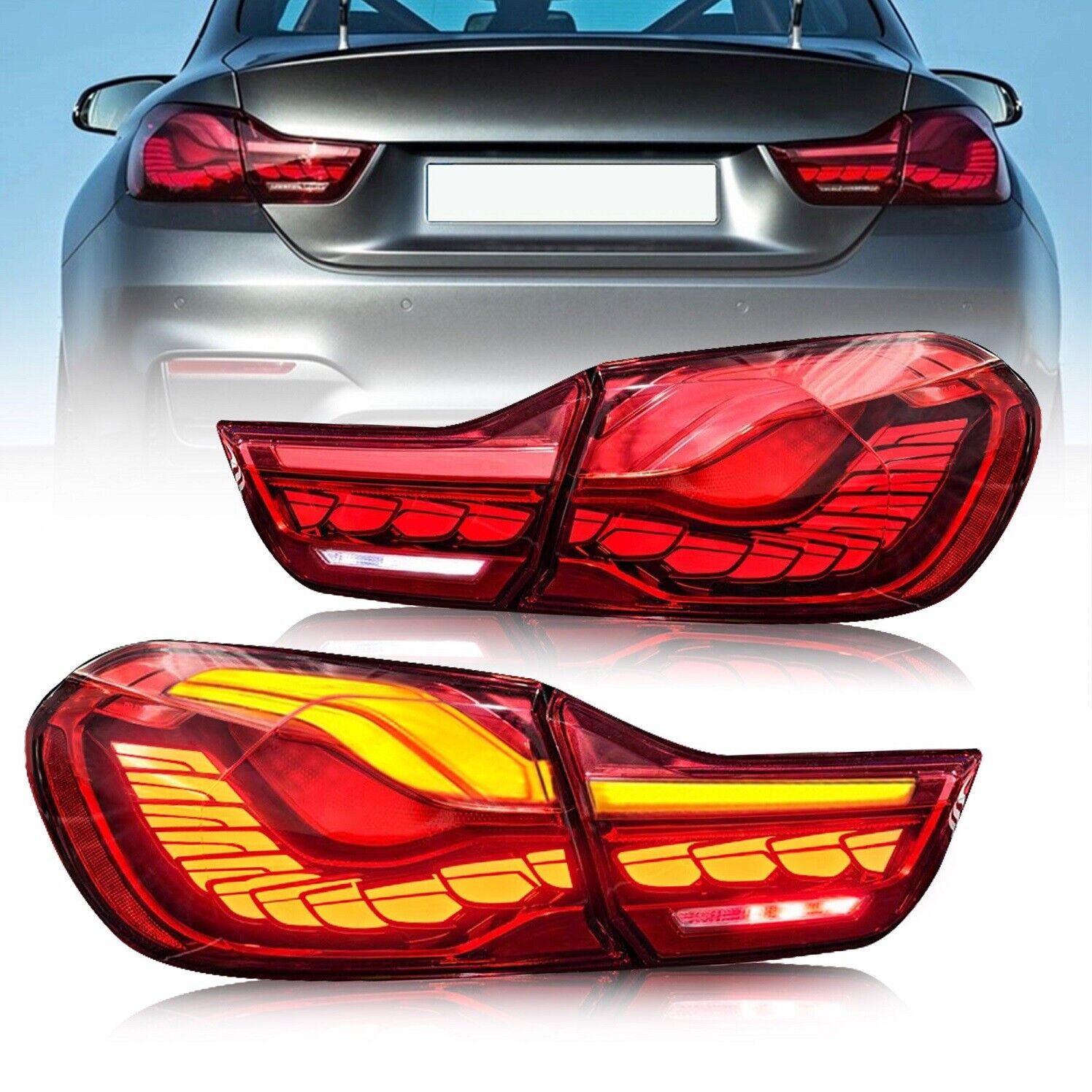 VLAND GTS OLED STYLE FULL LED RED Tail Lights For 14-20 BMW F32 F33 F36 F82 F83 