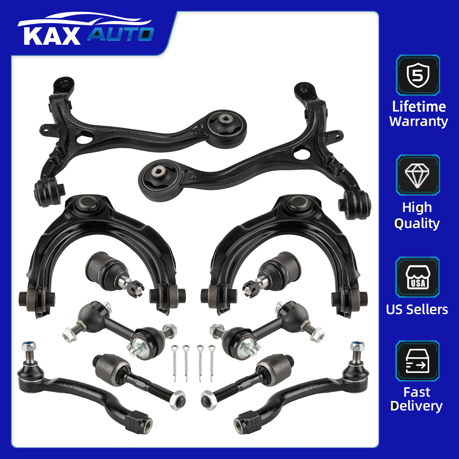 For 2008-2012 Honda Accord 12PCS Front Upper & Lower Control Arms Suspension Kit