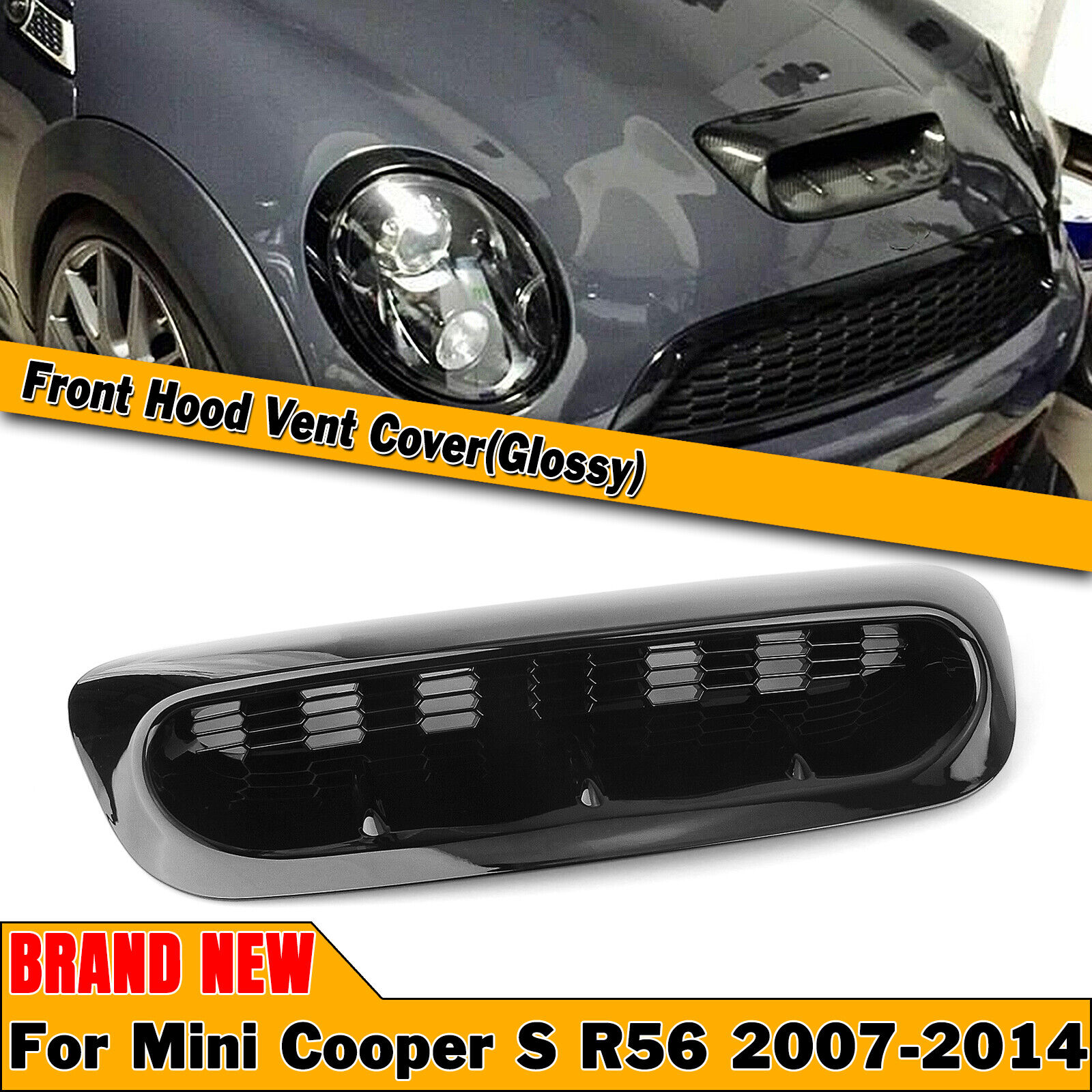 1pc Front Air Vent Trim Hood Bonnet Scoop For Mini Cooper S R56 2007-2014 Black