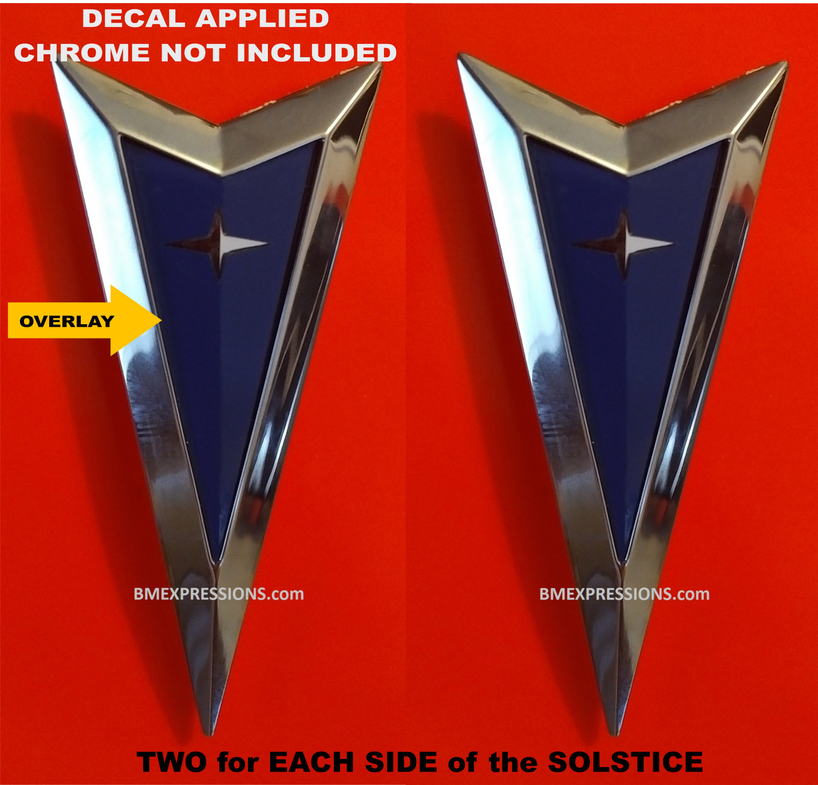 Pontiac Solstice 2006-2009 SIDE Emblems Logo OVERLAYS Vinyl Decal Pick Color