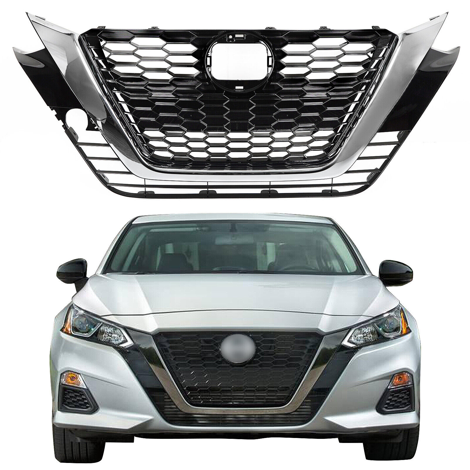 Fit For 2019-2022 Nissan Altima Front Upper Bumper Grille Grill Assembly Chrome