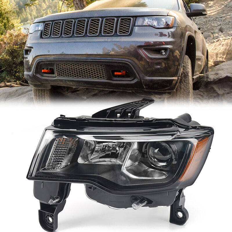 For 2017-2021 Jeep Grand Cherokee Halogen w/ Black Headlight Assembly Driver