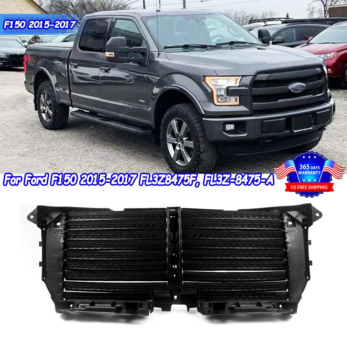 For 2015-2017 FORD F150 Grill Upper Radiator Air Control Grille Shutter F-150