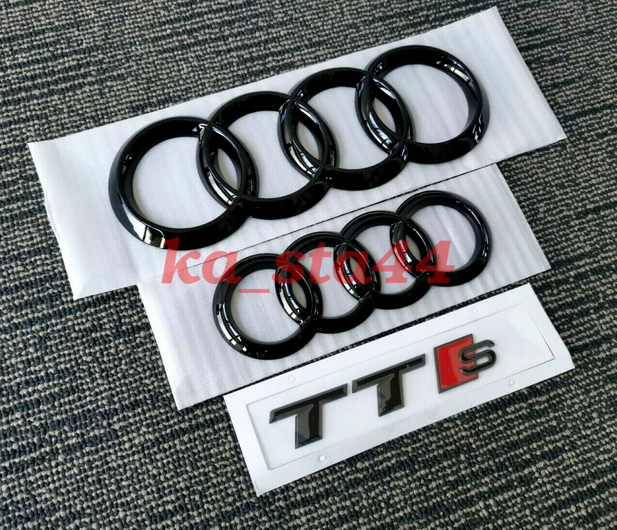 OE Audi TTS Y2011-2015 Gloss Black Front Rear Rings Emblem Badge