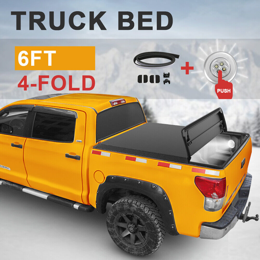 6ft Tonneau Cover Truck Bed 4-Fold For 2015-2024 Chevy Colorado GMC Canyon w/LED