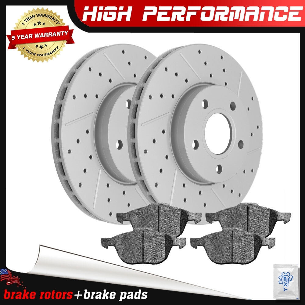 Front Disc Rotors + Ceramic Brake Pads for 2012 - 2018 Ford Focus Volvo C30 S40