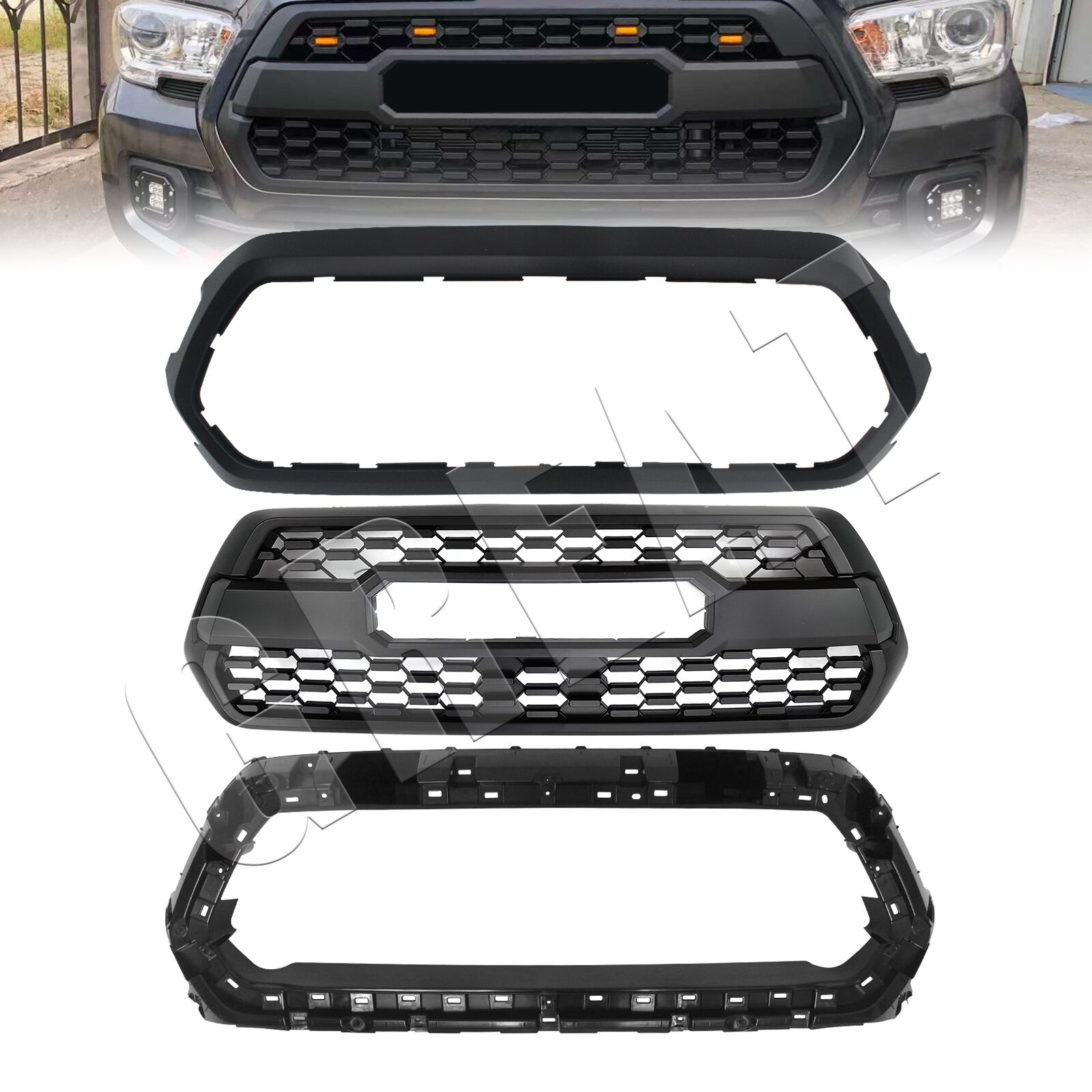 For 2016-23 Tacoma Front Grille Shell Bracket Holder +Outer Shell Frame Surround