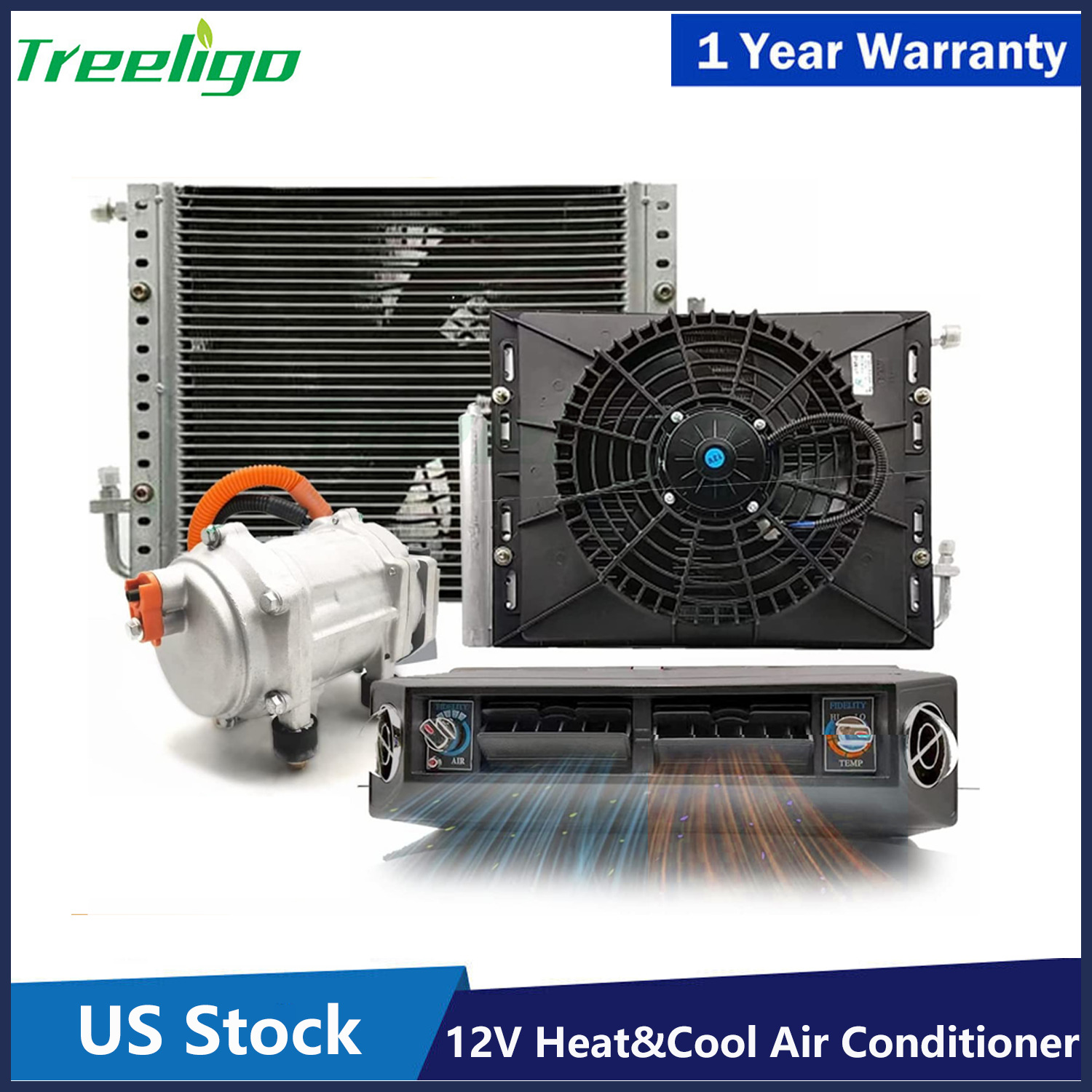 12V Underdash Heat&Cool Air Conditioner Universal Conditioner Unit Kit Car Auto