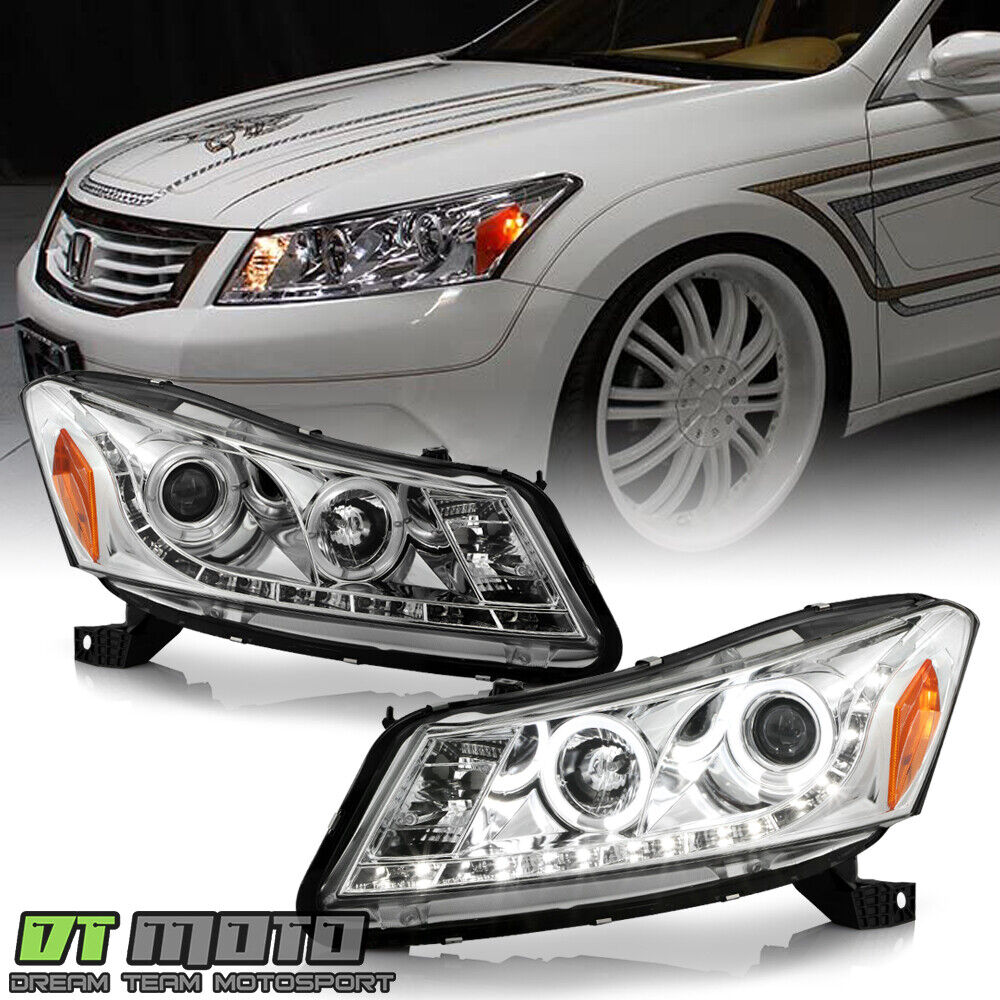 For 2008-2012 Honda Accord Sedan Projector Headlights w/LED DRL Running Lights