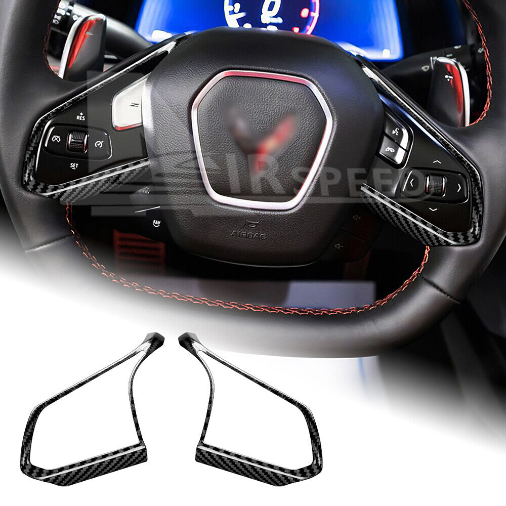 REAL HARD Carbon Fiber Steering Wheel Button Outer Frame For Corvette C8 20-23