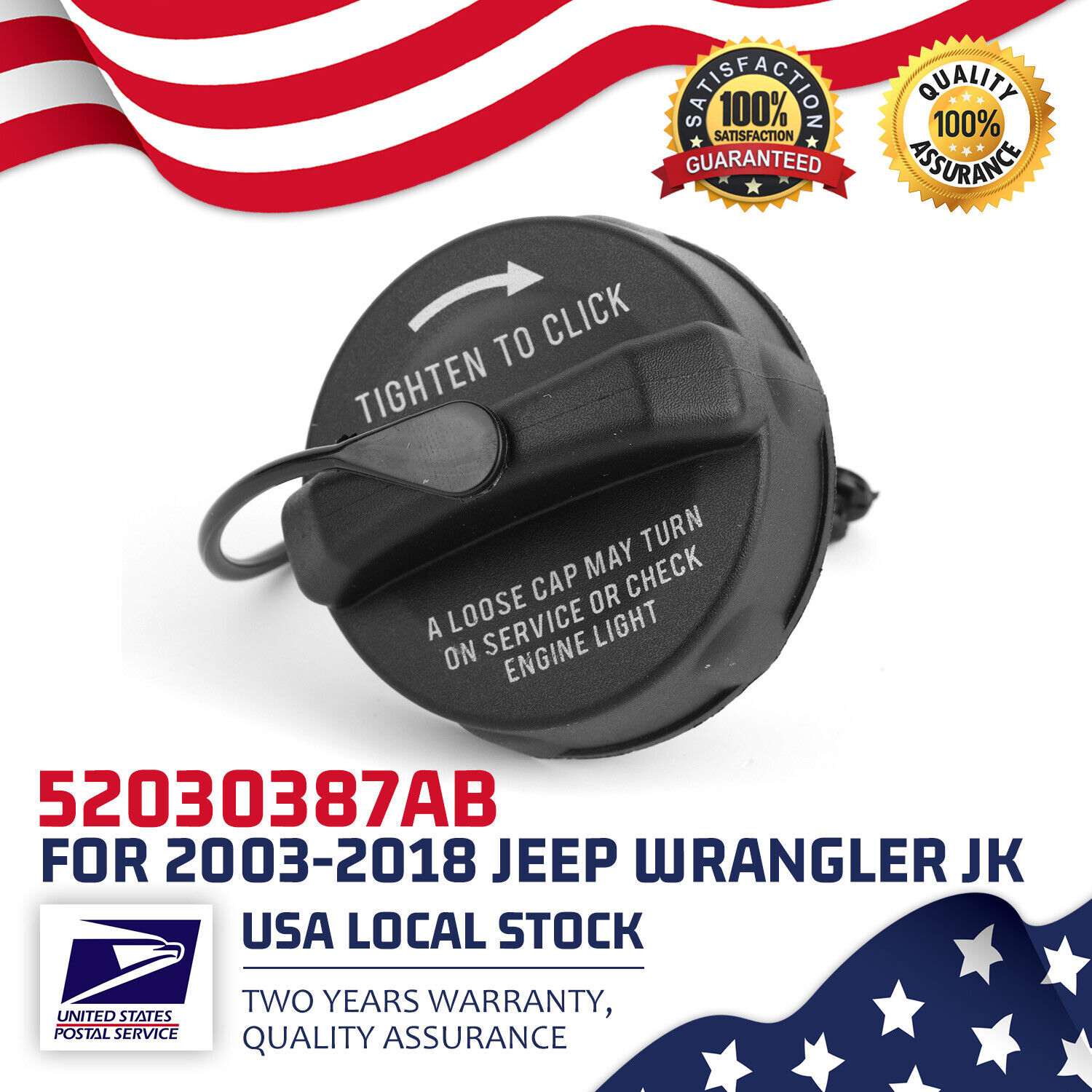 Genuine OEM 52030387AB Fuel Filler Tube Gas Cap For 2003-2018 Jeep Wrangler JK