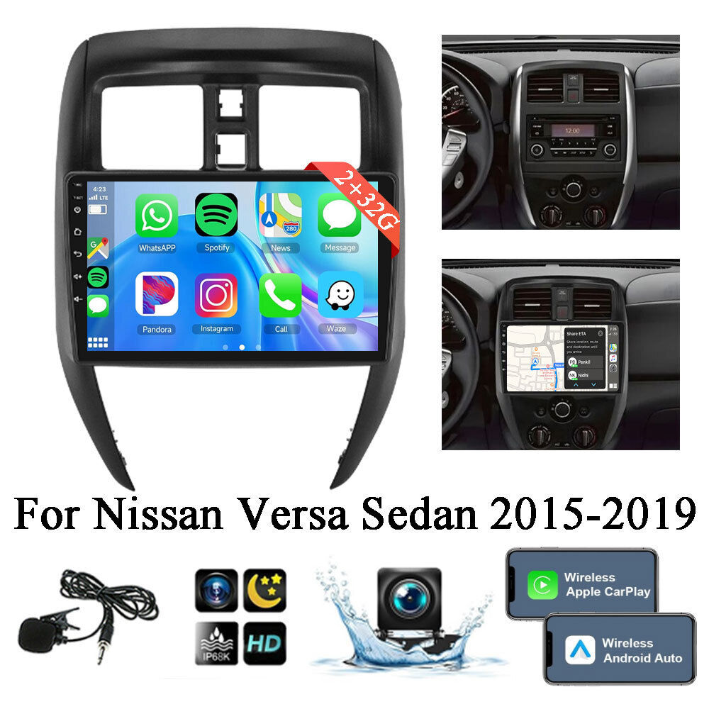 2+32G Android 13 Car Stereo Radio CarPlay For Nissan Versa Sedan 2015-2019 +Cam