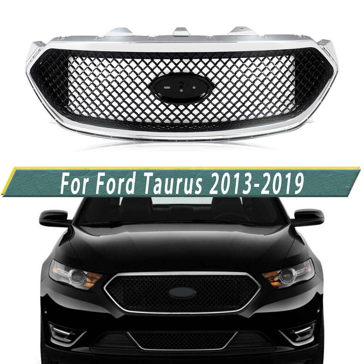 For Ford Taurus SHO 2013-2019 Front Upper Grille Black Chrome Trim DG1Z-8200-DC