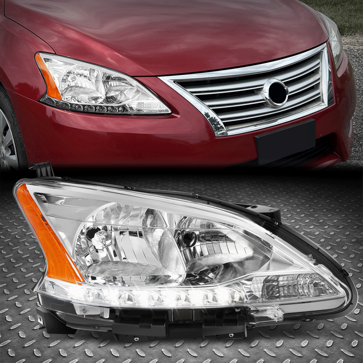 [LED DRL] For 13-15 Nissan Sentra OE Style Passenger Right Side Headlight Lamp