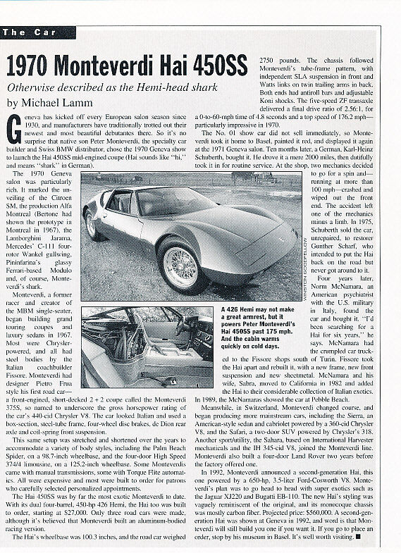 1970 Monteverdi Hai 450SS - Classic Article D35