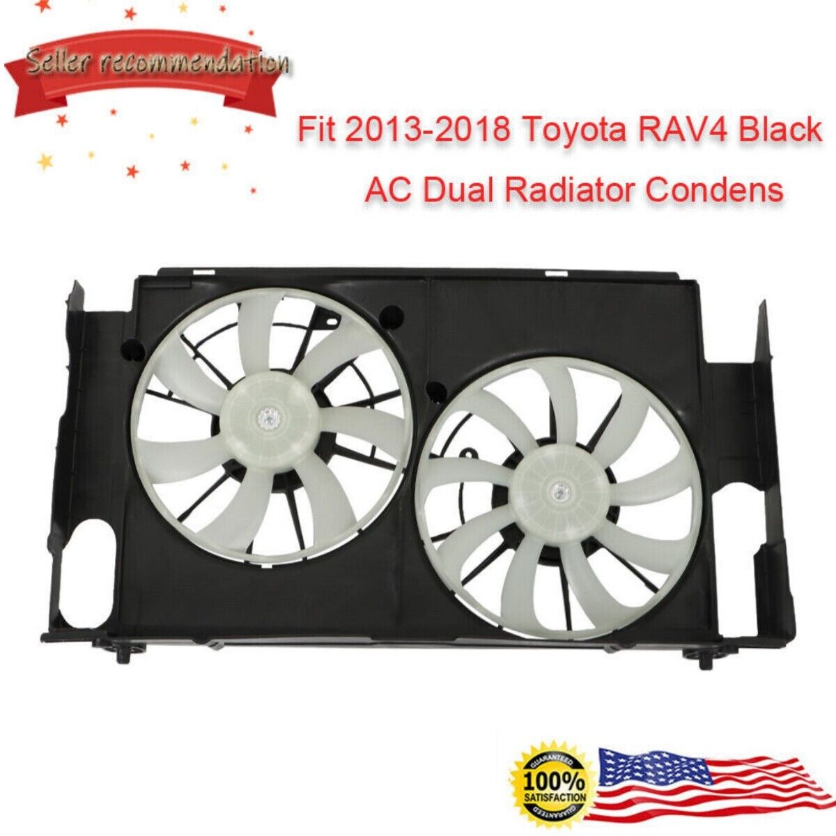 For 2013-2018 Toyota RAV4 Black AC Dual Radiator Condenser Cooling Fan Assembly