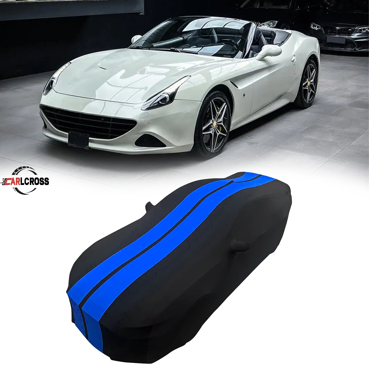For Ferrari California T Indoor Car Cover Satin Stretch  Blue/Black dustproof A+