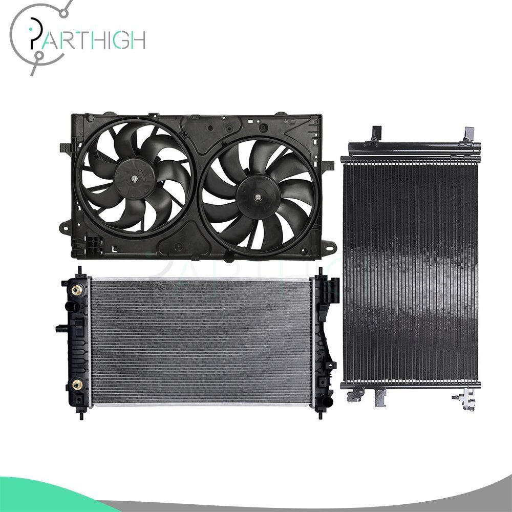 Dual Cooling Fan and Radiator Condenser For 2013 2014 2015 Chevrolet Malibu