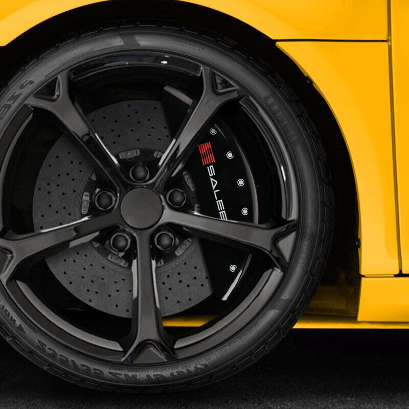 Black Caliper Covers Set of 4 Engraved 'Saleen' for 2021-22 Mustang Perf Brakes