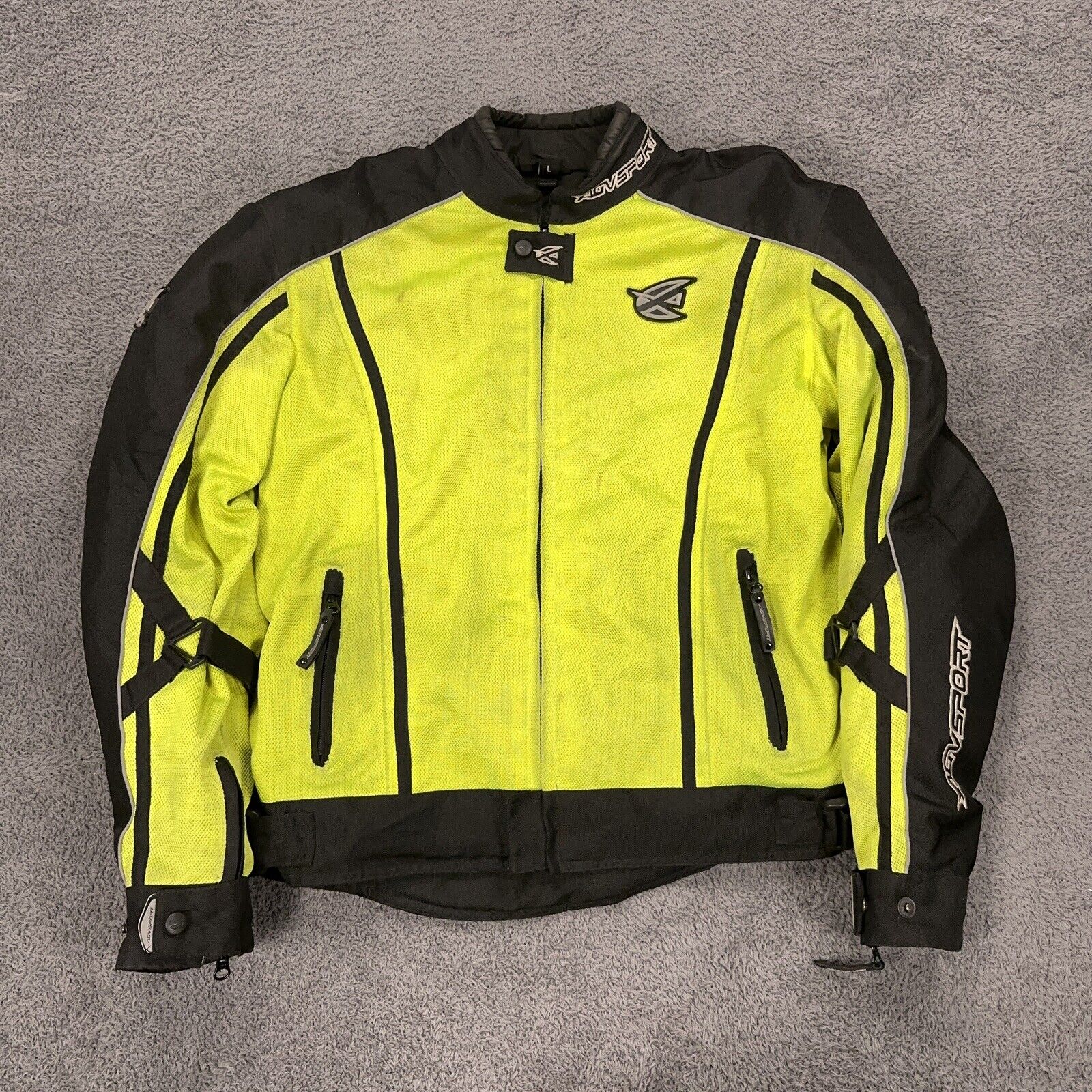 AGV Sport Motorcycle Jacket Mens Large Yellow High Vis Lined Armoured Padded