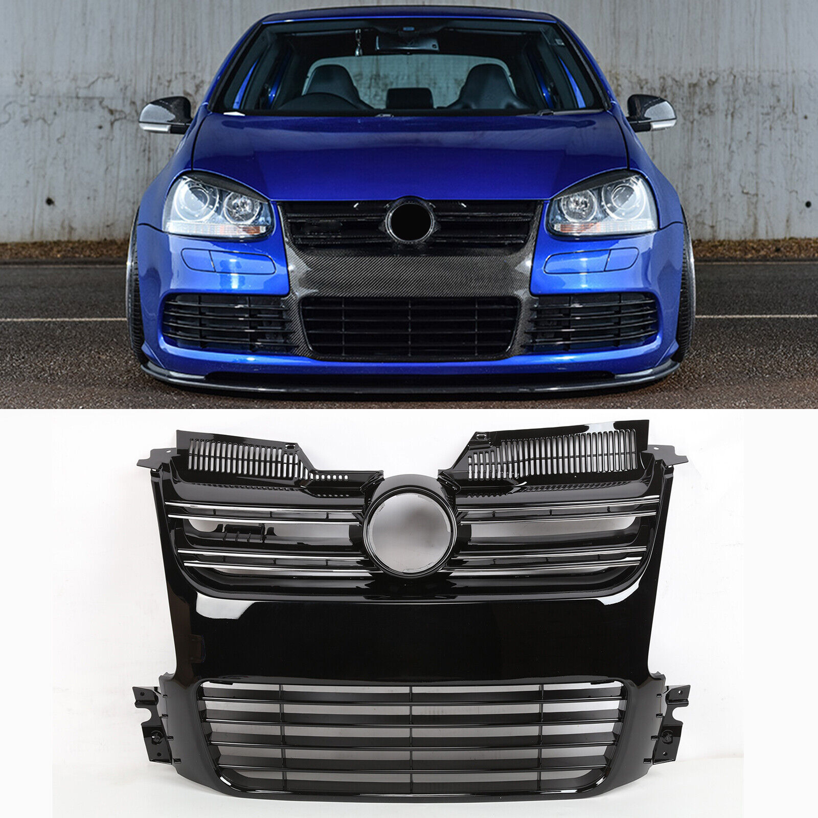 New Gloss Black R32 Style Front Bumper Grille for  Golf 5 V MK5 2005-2009