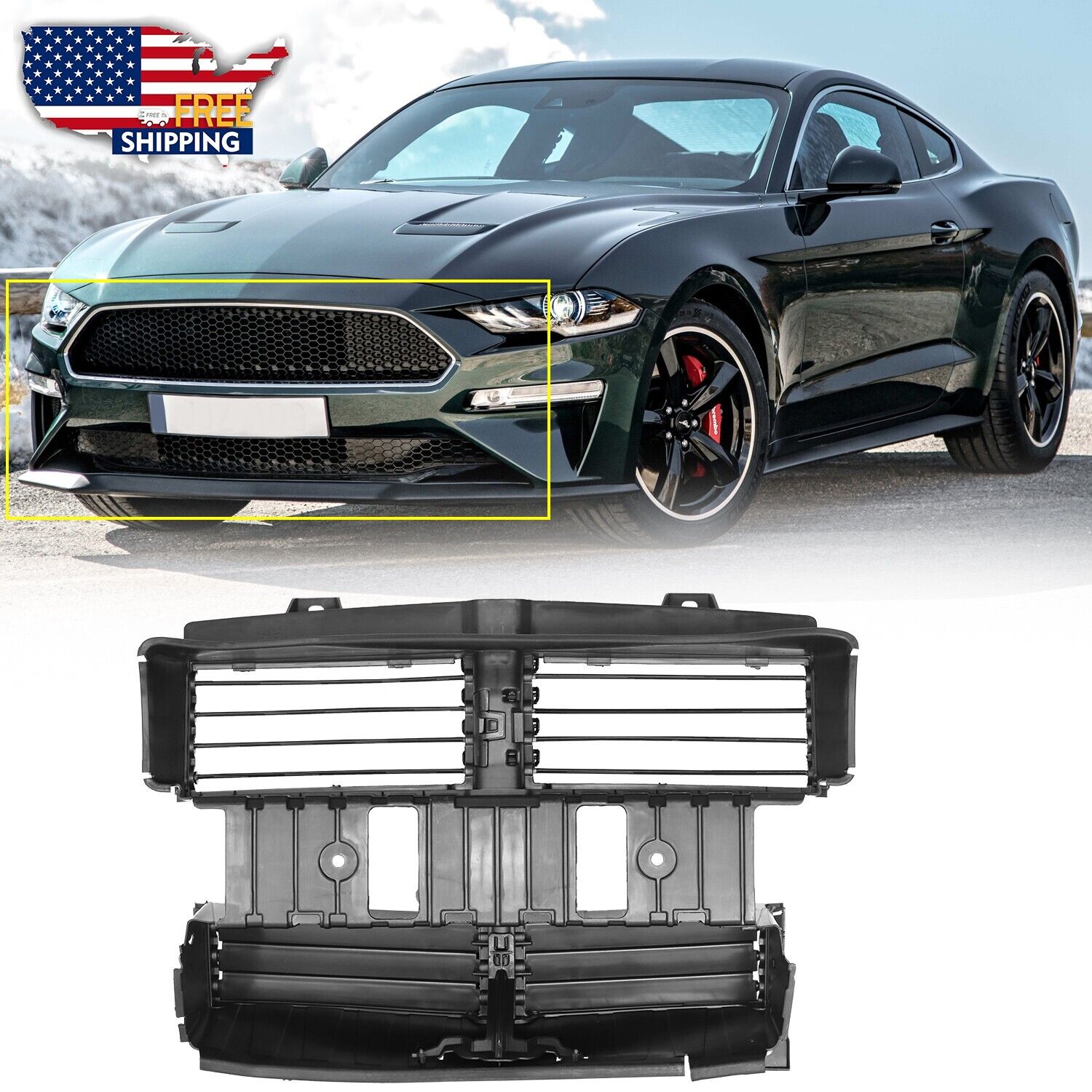 For 2018-2022 Ford Mustang Radiator Control Grille Shutter Assembly JR3Z-8475-F