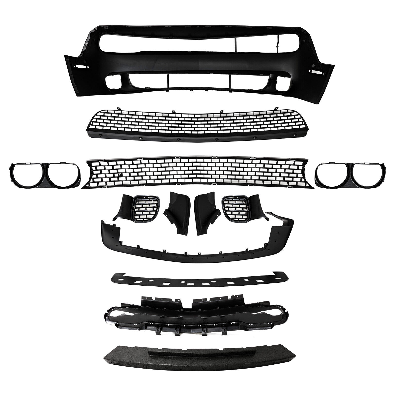 Front Bumper Kit Fit for 2015-2023 Dodge Challenger Hellcat Style w/Grille Lip