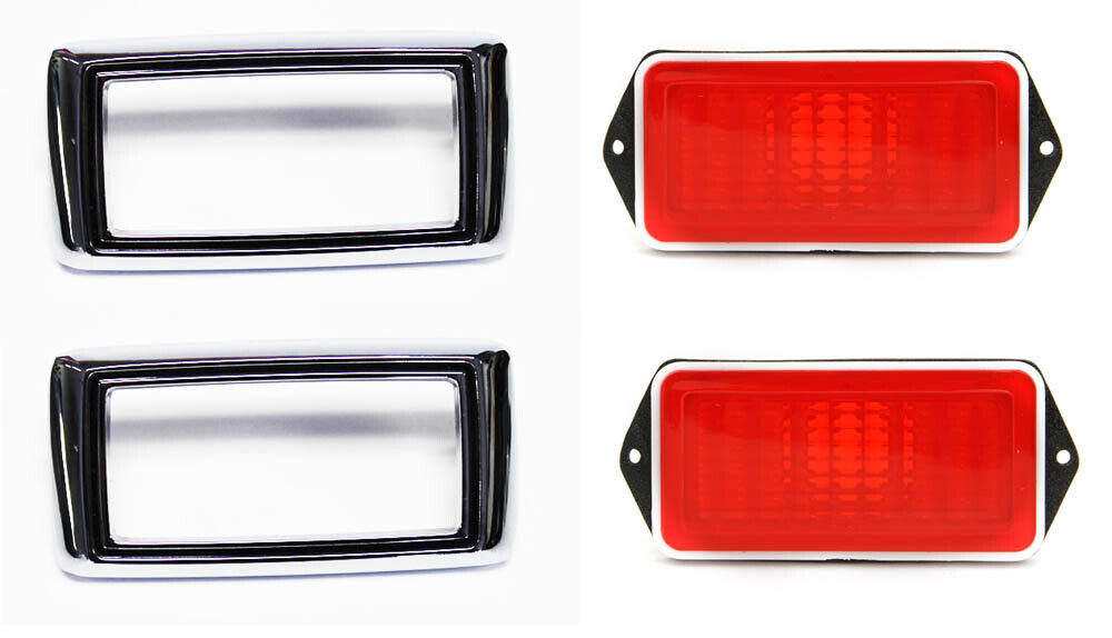 New 1969 Mustang Marker Light Lamps with Bezels Rear, Side Pair both left right
