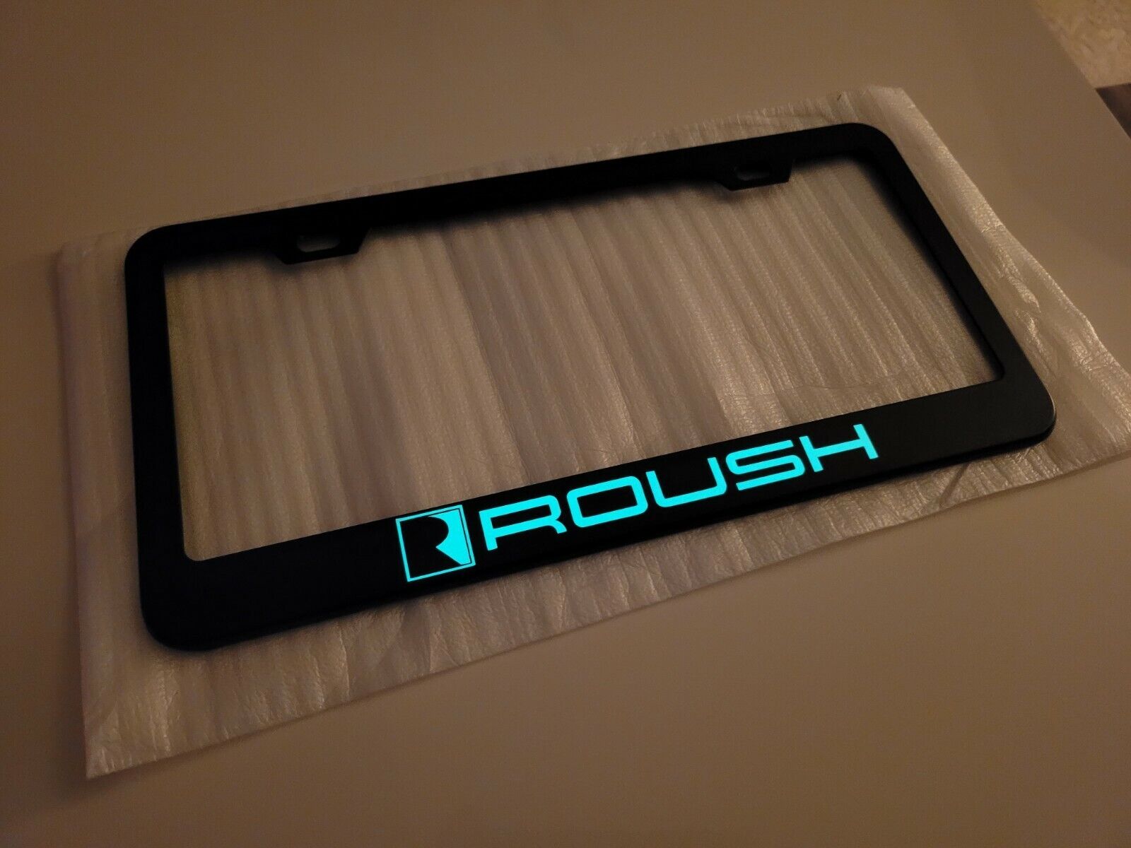 (Glowing) Roush Mustang Stainlese Steel License Plate Frame
