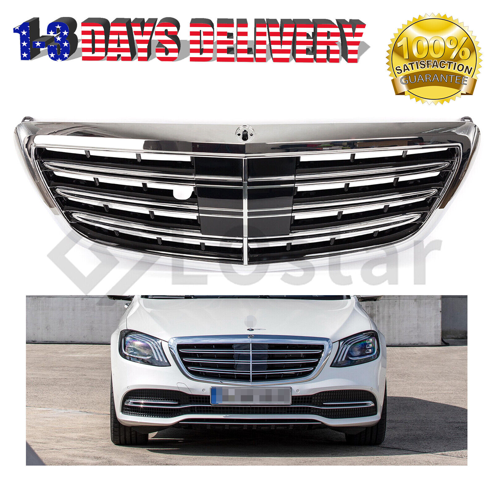 Front Bumper Grill Grille Chrome For 2014-2020 Mercedes Benz S-Class W222