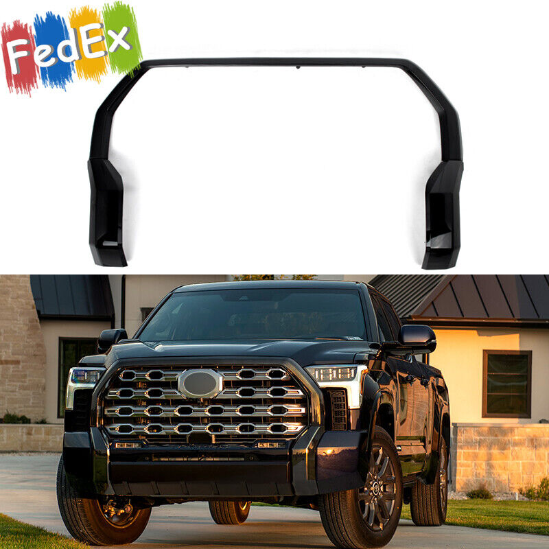 Front Bumper Grille Trim Molding Fit For Toyota Tundra 2022-2024 Gloss Black