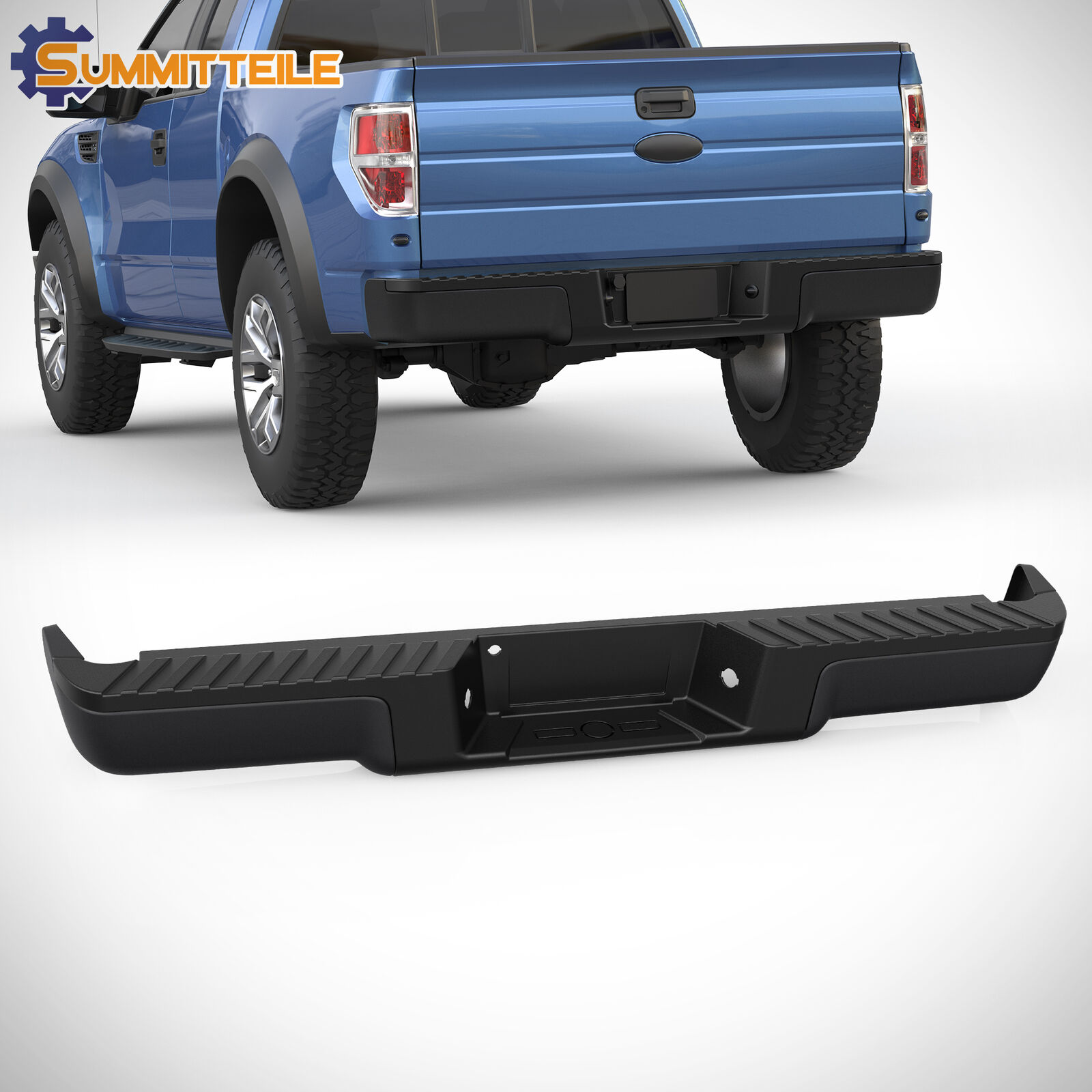 For 2009-2014 Ford F150Without Parking Sensor Holes Rear Bumper Assembly Black