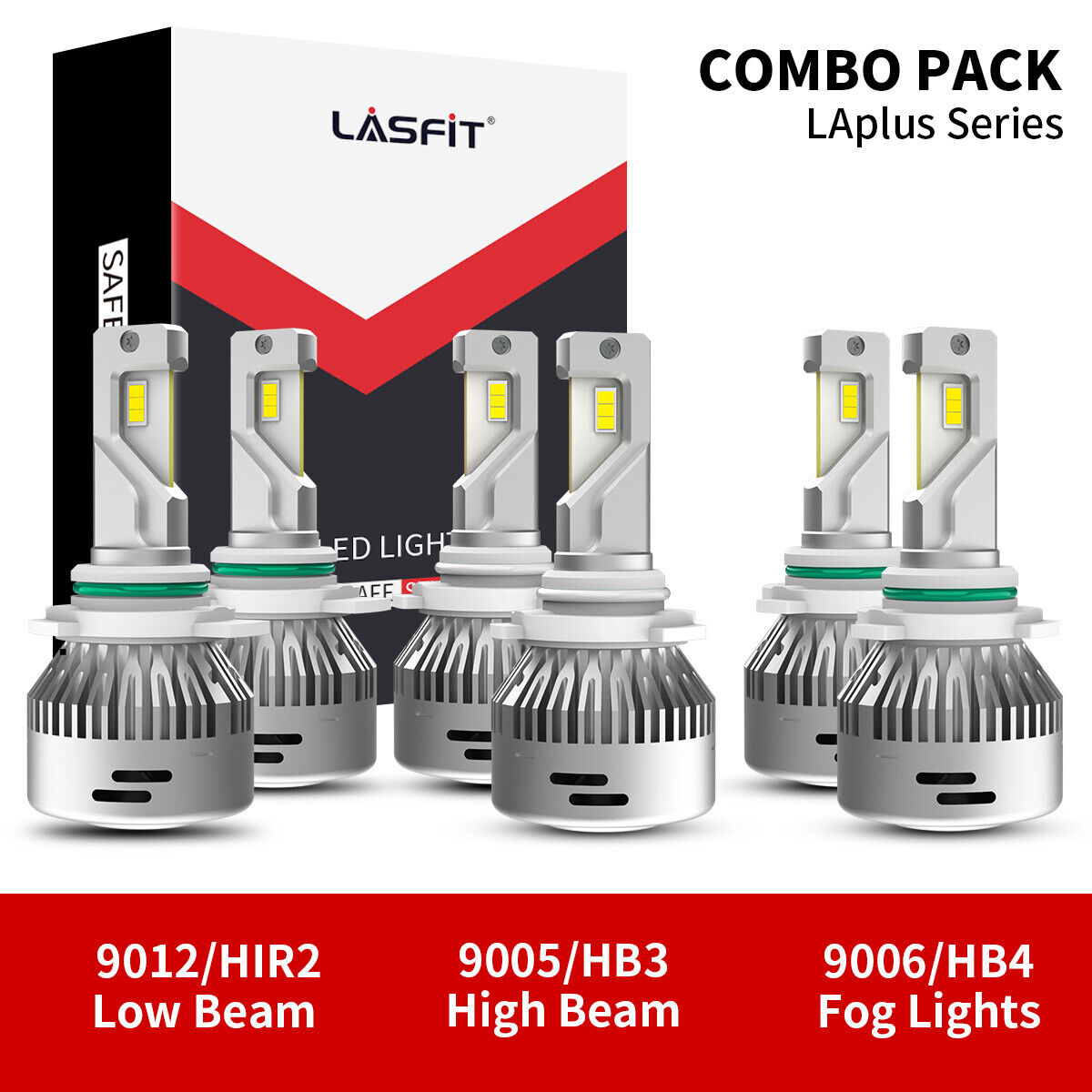LASFIT LED Headlight+Fog Light Bulb for Ram 1500 2500 3500 w/Projector 2013-2015