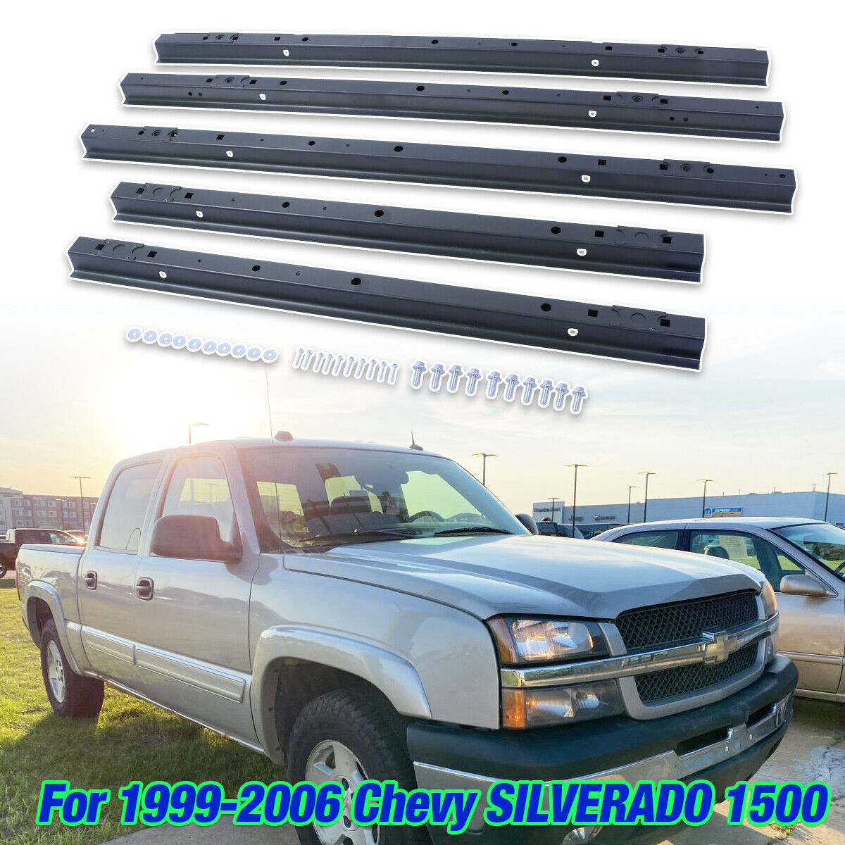 8ft Bed Floor Support Rails for 99-07 Chevy Silverado/GMC Sierra 1500/2500/HD