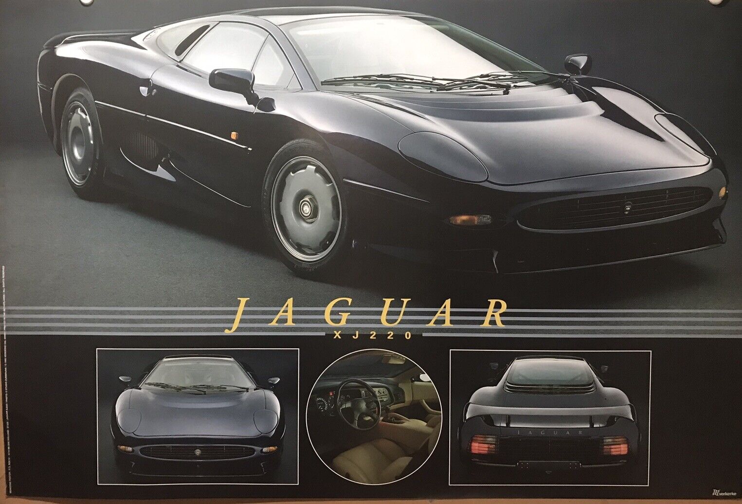 Jaguar XJ 220 Extremely Rare Car Poster Original 1993 Stunning Own It