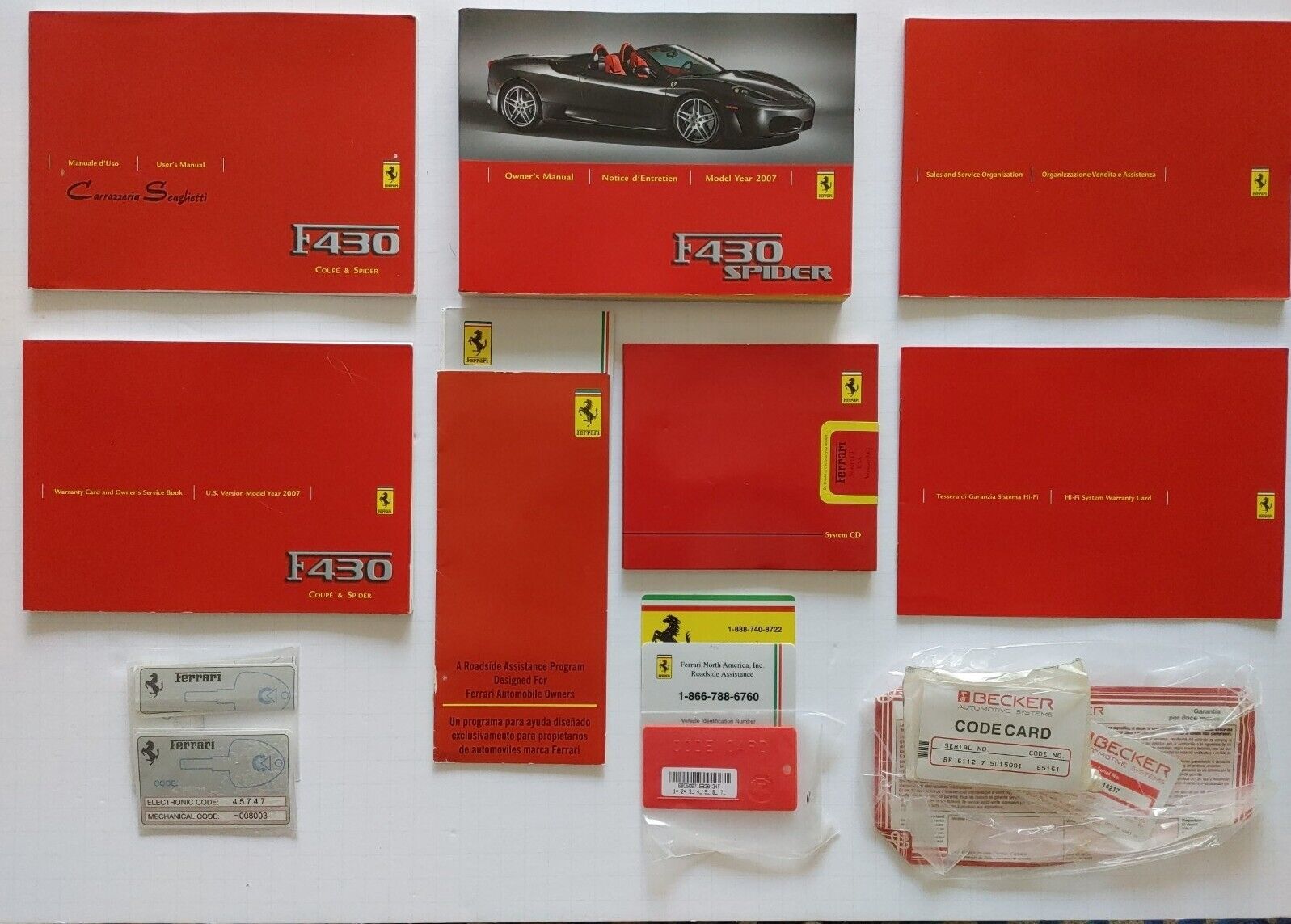 2007 FERRARI F430 SPIDER OWNER'S MANUAL SET OEM. FREE PRIORITY USA  SHIPPING.